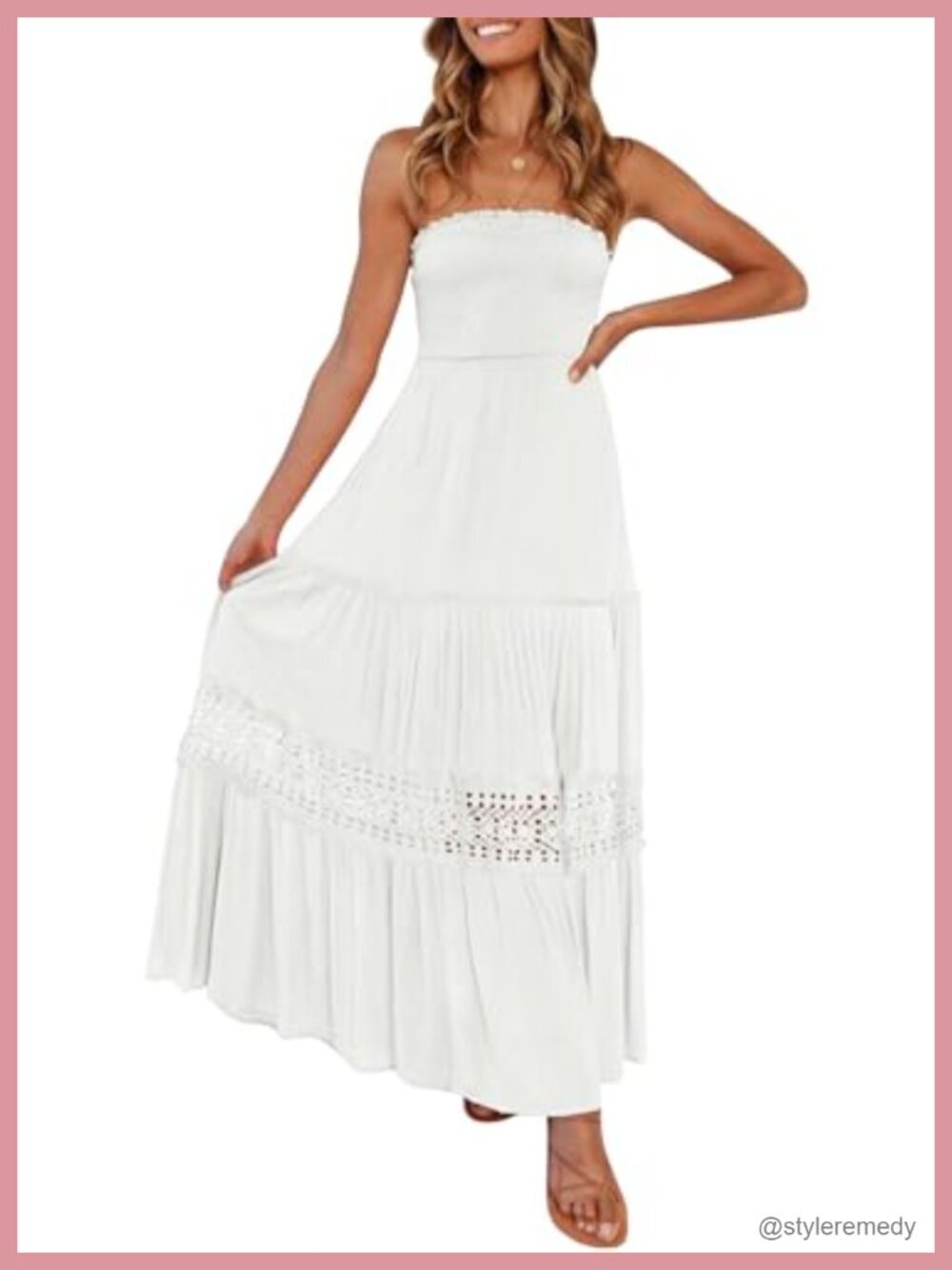 Women's Strapless Boho Maxi Dress Sleeveless Backless A-Line Summer Vacation